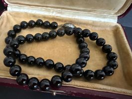 Onyx Kette mit Silber Verschluss 925
