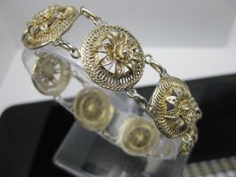filigran Armband Silber 835 vergoldet antik floral 18 cm