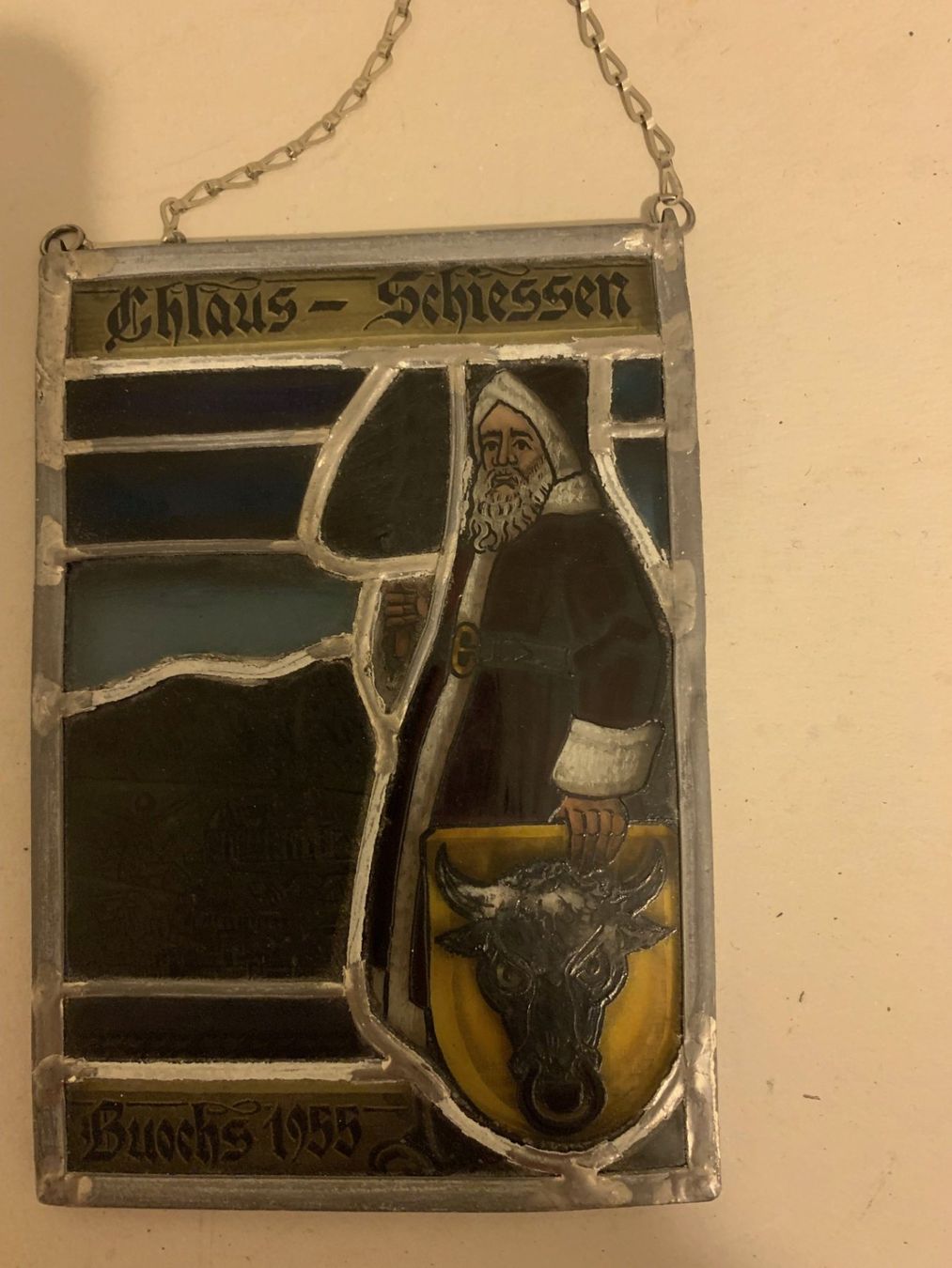 Gläser: Alte Glasmalerei "Chlaus-Schiessen" mit St. Nikolaus – Gebraucht aus Emmen von newdeal1970 4