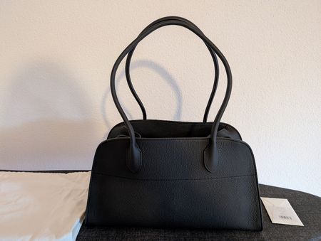 The Row Margaux shoulder 12, Black grain leather, New