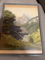Alpenpanorama Aquarell von Hch.Blumer, gerahmt 1930