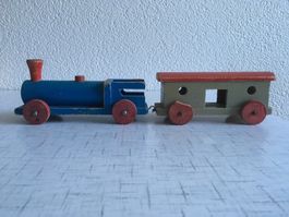 Vintage Holz Lokomotive und Wagen