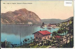 Lago di Lugano - Bissone e Ponte di Melide - Litho