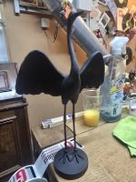 Schwarzer Reiher aus Gips oder Kunststoff (D1)