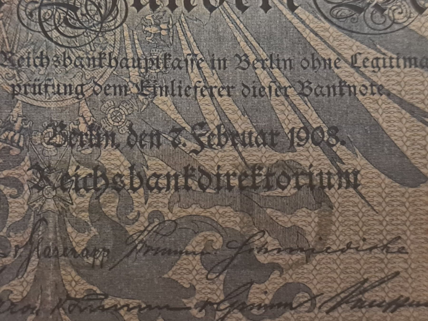 Banconote: Alte deutsche Banknote 100 Mark 1908 – Usato da Allschwil venduto da Virgo 3