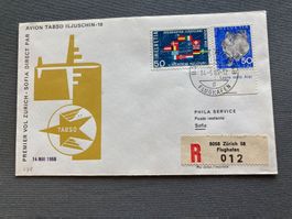 Erstflugumschlag Zürich Sofia 14. Mai 1966 TABSO Ilyushin 18