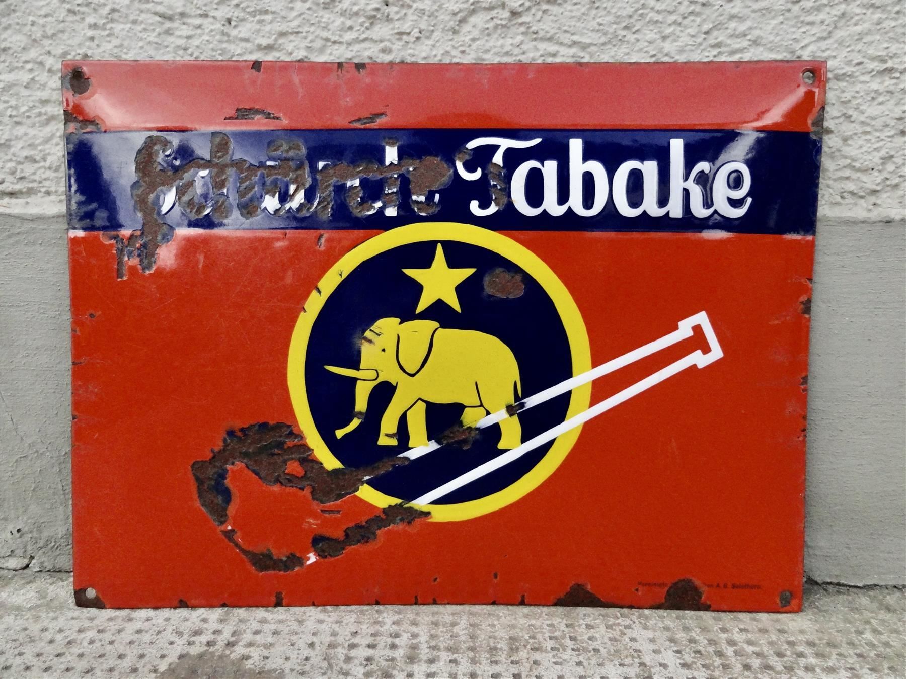 Insegne: ALTES REKLAME EMAILSCHILD SCHÜRCH TABAKE – Usato da Kerzers venduto da bottlesandboxes