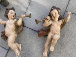 2 alte Barock Engel aus Lindenholz
