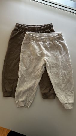 Set of 2 Toddler Joggers: Brown & Beige, Size 86