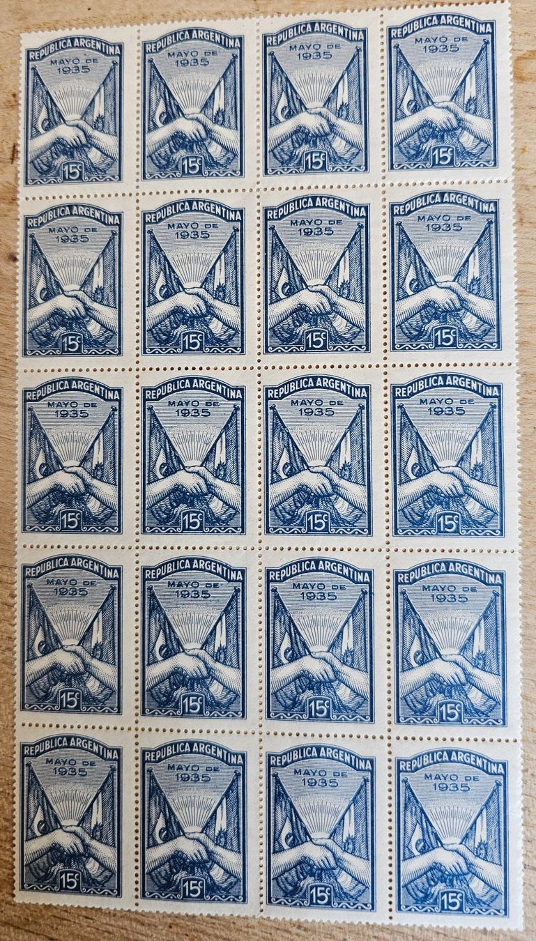 Tutti i francobolli: Argentina - 20 Marken Bogen ** 1935 – Nuovo (secondo la descrizione) da Les Valettes venduto da Nuba1