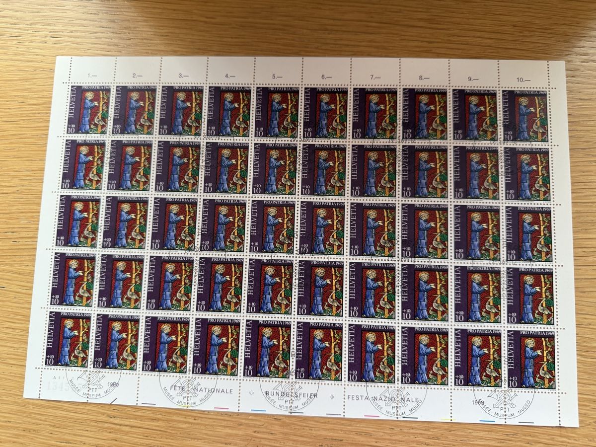 Alle Briefmarken: Pro Patria Bogen Satz 1969 – Neu (gemäss Beschreibung) aus Murgenthal von Tina_4055 6