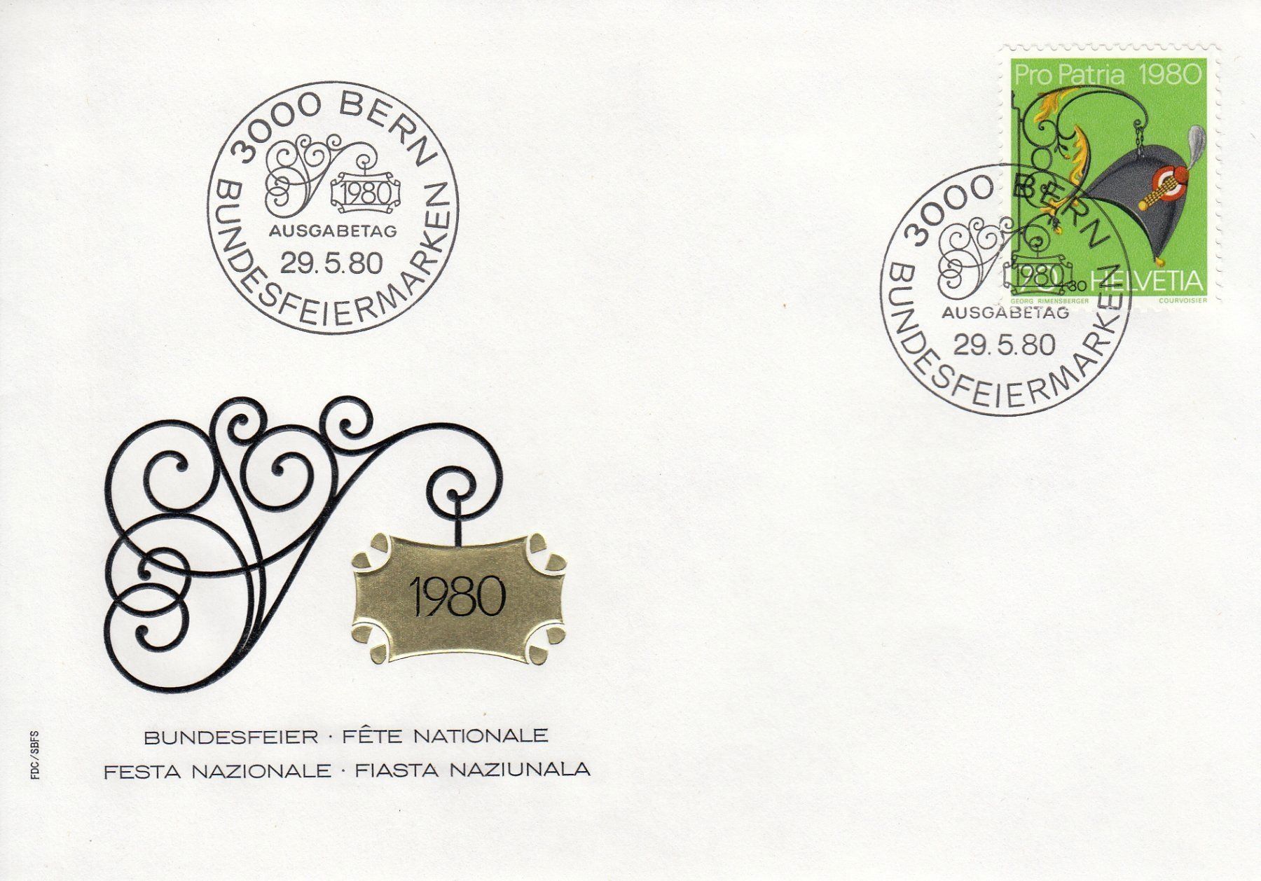 Tutti i francobolli: Pro Patria 1980 4 FDC – Usato da Spreitenbach venduto da Mustang_1105 2