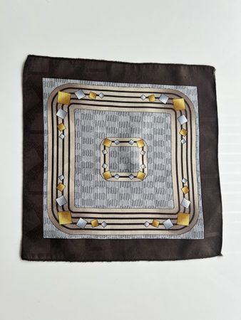 Brown Silk Scarf with Geometric Pattern