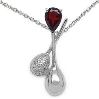 GRANAT & DIAMANT ANHÄNGER + kETTE