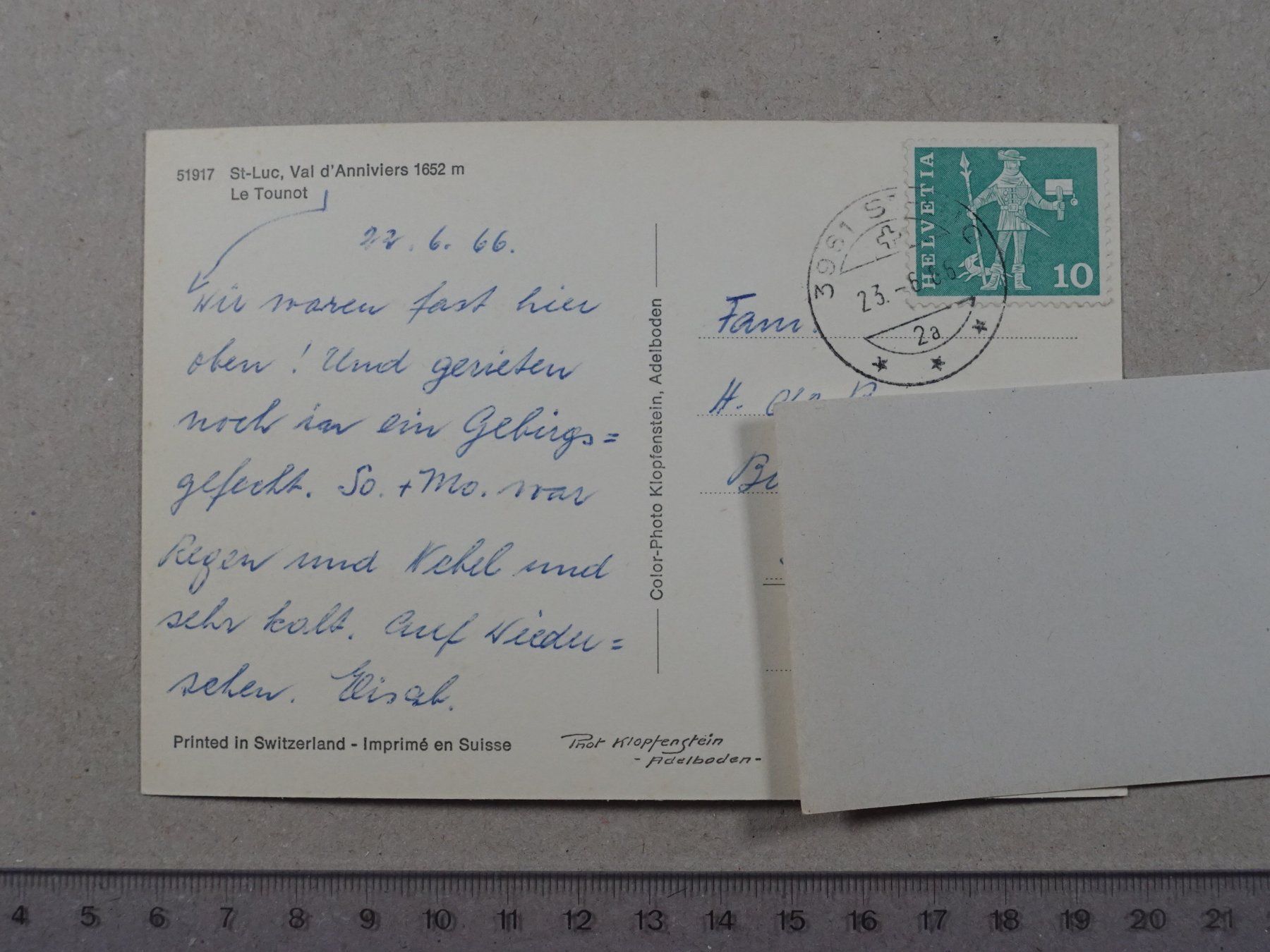 Ansichtskarten: St-Luc, Val d'Anniviers, 1966 – Gebraucht aus Lenzburg von fh1 1