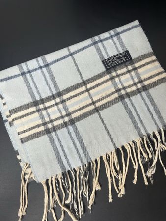 Écharpe Burberry laine motif tartan bleu clair