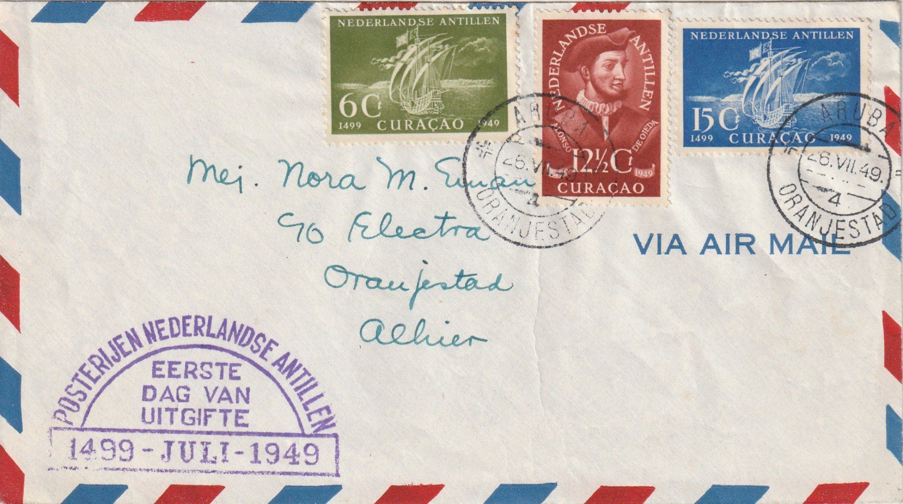 Tutti i francobolli: Curacao Flugbrief 1949 – Usato da Rorschacherberg venduto da fratovi2
