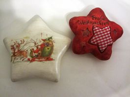 2 Keramik-Sterne frohe Weihnachten, 16 und 18 cm