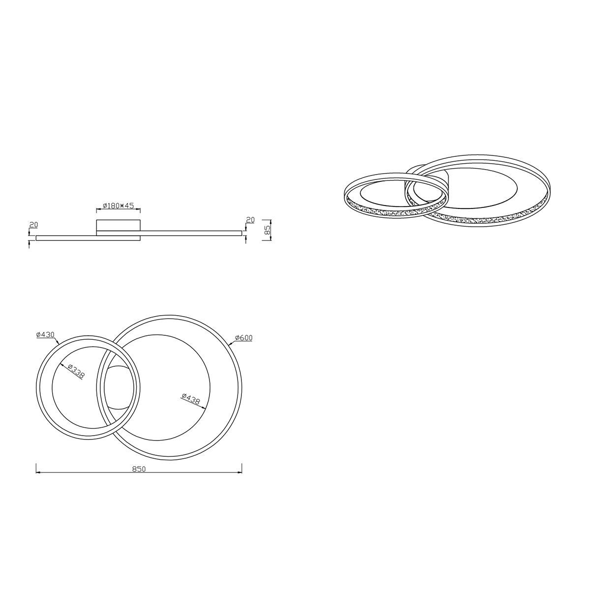 Kronleuchter & Deckenlampen: LED Deckenleuchte, Dimmer, 2 Ringe – Neu (gemäss Beschreibung) aus Kreuzlingen von Smart-Light 3