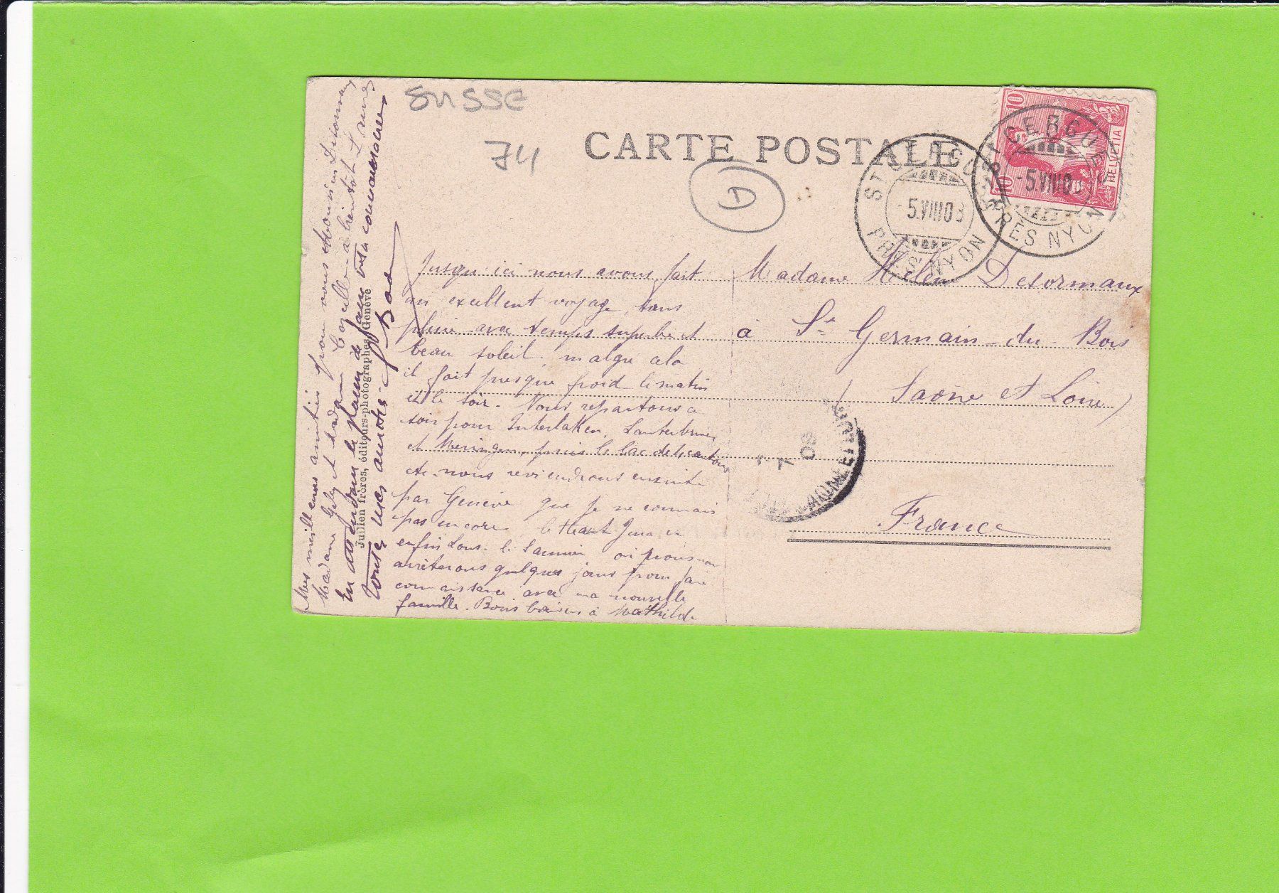 Cartoline postali: Saint Cergues – Usato da St. Peterzell venduto da neckertal 1