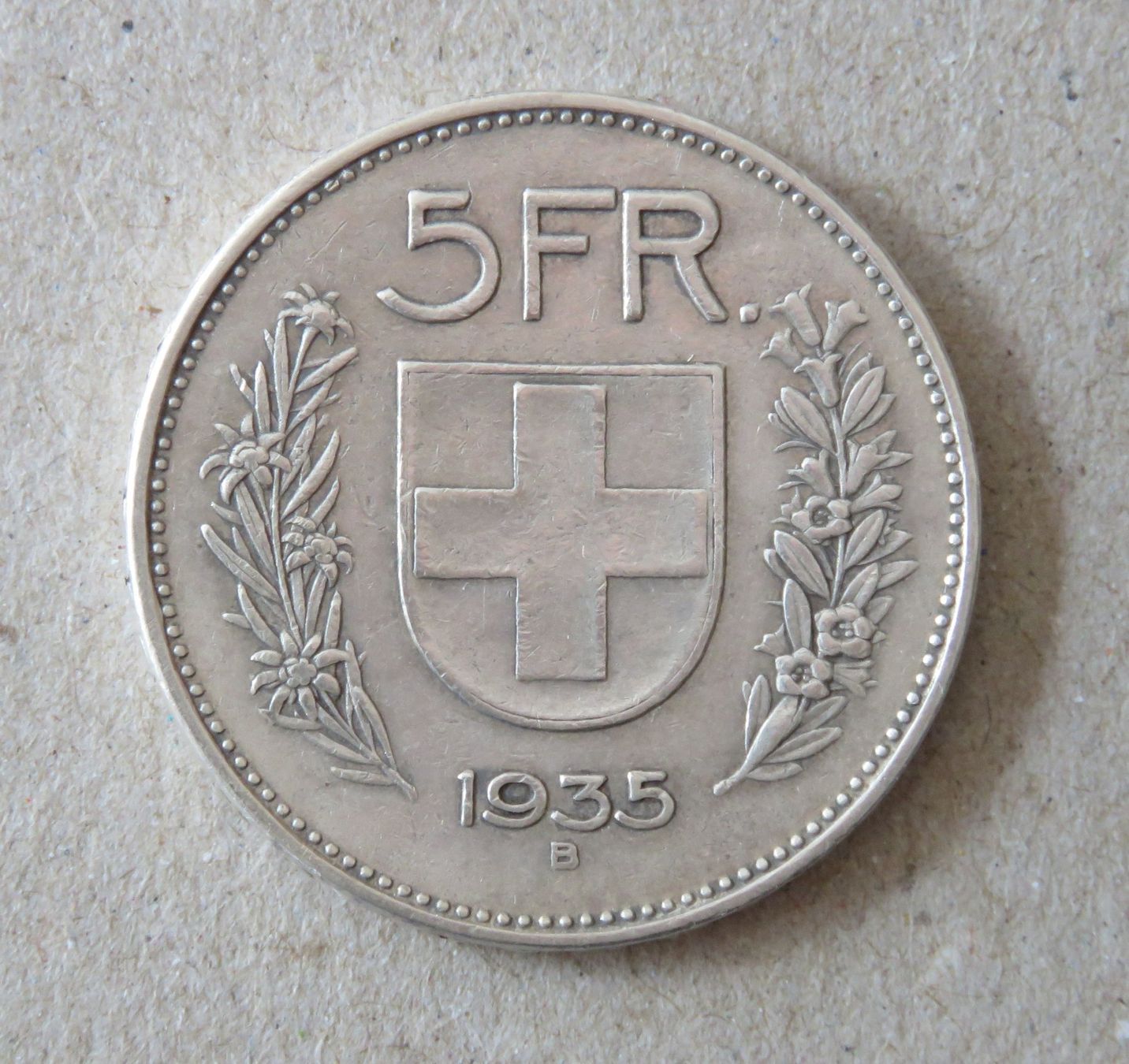 Alle Münzen: Fr. 5.-  1935  Silber – Gebraucht aus Kreuzlingen von Koi4