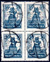 POLEN 1925 STATUE VON SOBIESKI GESTEMPELT 4ERBLOCK - O91