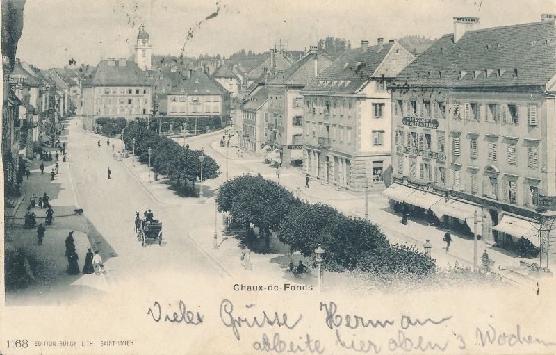 Cartoline postali: La Chaux-de-Fonds - Zentrum + 1904 – Usato da Emmenbrücke venduto da teestube