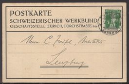 ZÜRICH, 13.1.16  Postkarte:  SCHWEIZERISCHER WERKBUND