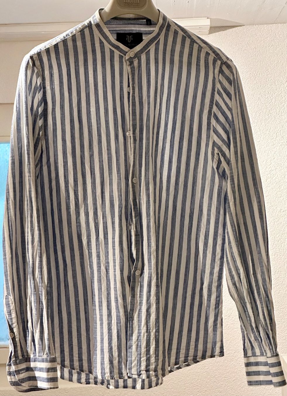 Camicie: Hemd Leinen blau getreift VALERIO Gr L / 16 / 41 – Usato da Langendorf venduto da Stadtkind