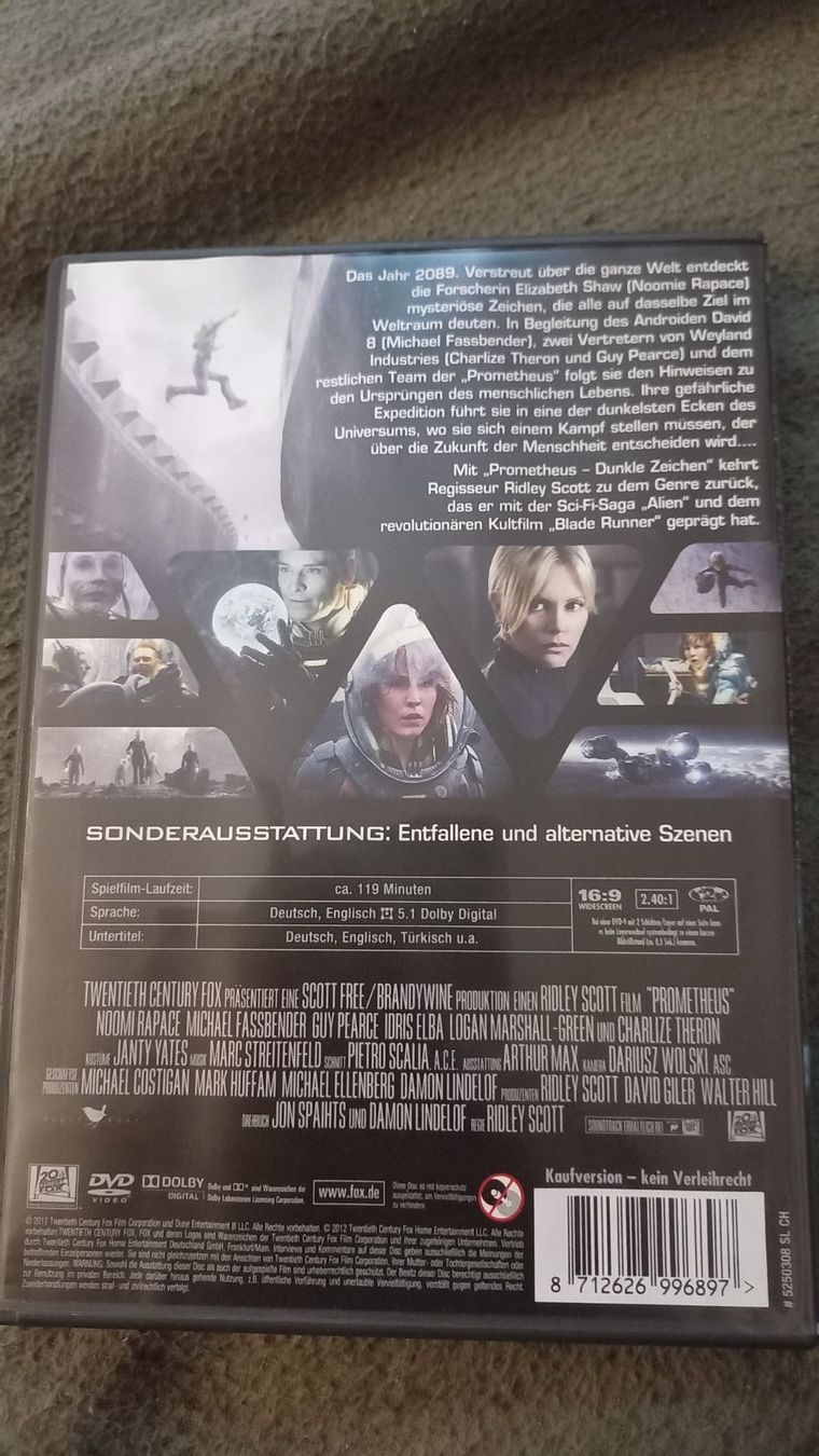 Tutti i DVDs: PROMETHEUS DVD – Usato da Olten venduto da Donatello1984 1