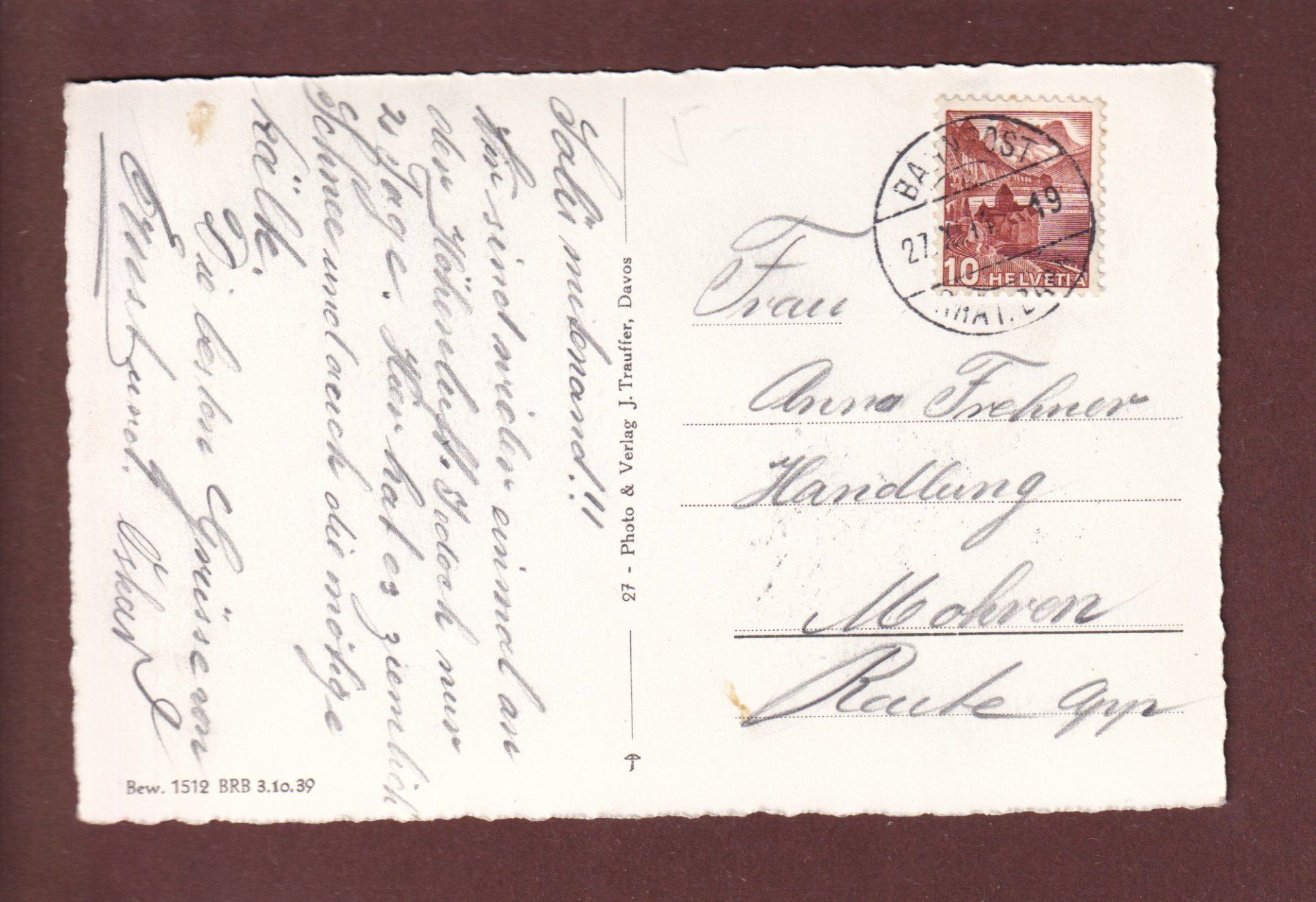 Cartes postales: DAVOS - Sertigtal - Kutsche - 1944 – D'occasion à Pully par nicecards 1