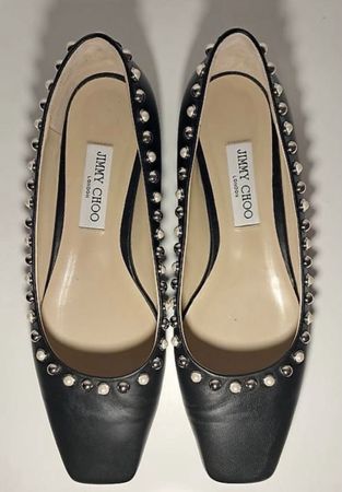 Jimmy Choo Ballerinas schwarz Gr. 39 mit Nieten und Perlen-D