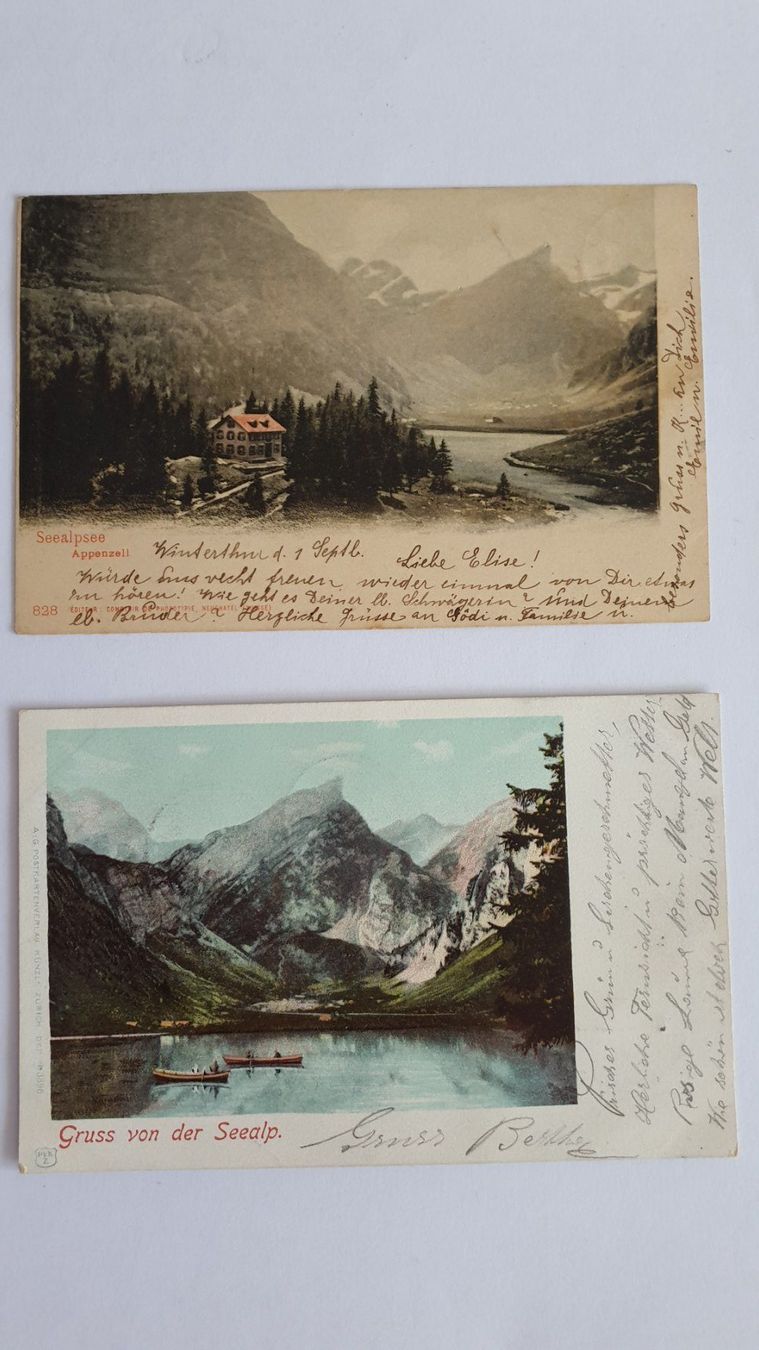 Ansichtskarten: Seealpsee. Alpstein. Appenzell Innerrhoden. 2 Ansichtskarten – Gebraucht aus Goldach von armando_r