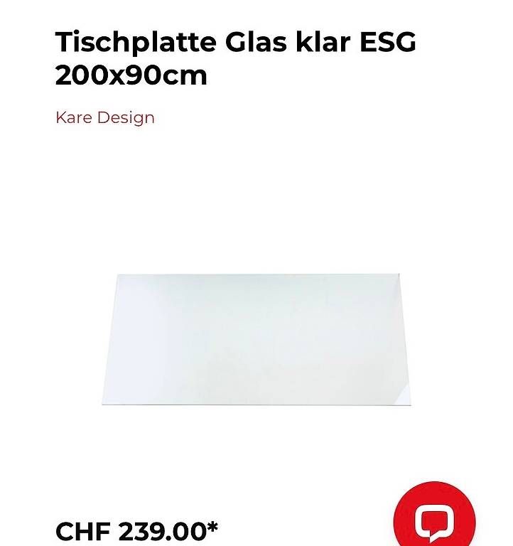 Kare Piatti di portata: Kare/ Tisch-Glasplatte ESG, 90x200 – Usato da Lengnau AG venduto da Mc66