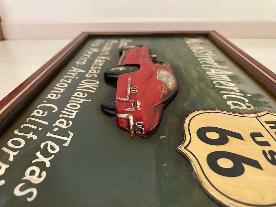 Posters & Illustrations: 3D Vintage Holz Bild Route 66 Corvette – D'occasion à Ried-Brig par V8_Andy 2
