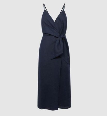 REISS Esme Midikleid aus Leinen Gr. 42 (17823)