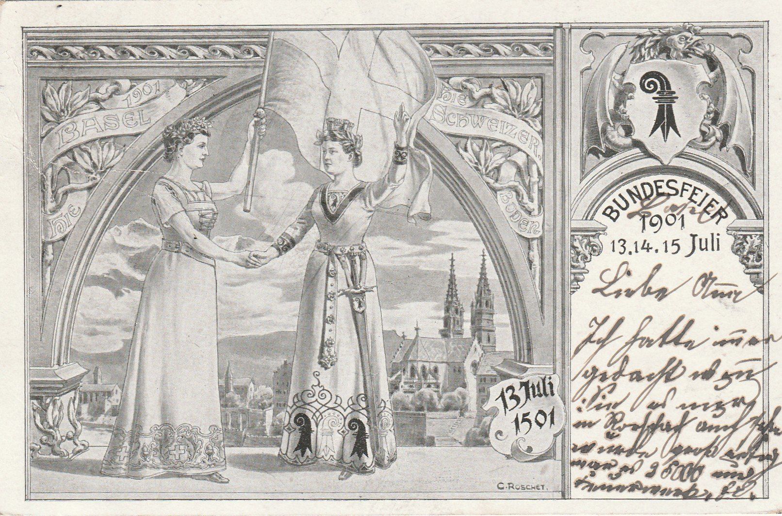 Cartoline postali: Basel Bundesfeier 1901 – Usato da Rorschacherberg venduto da fratovi2