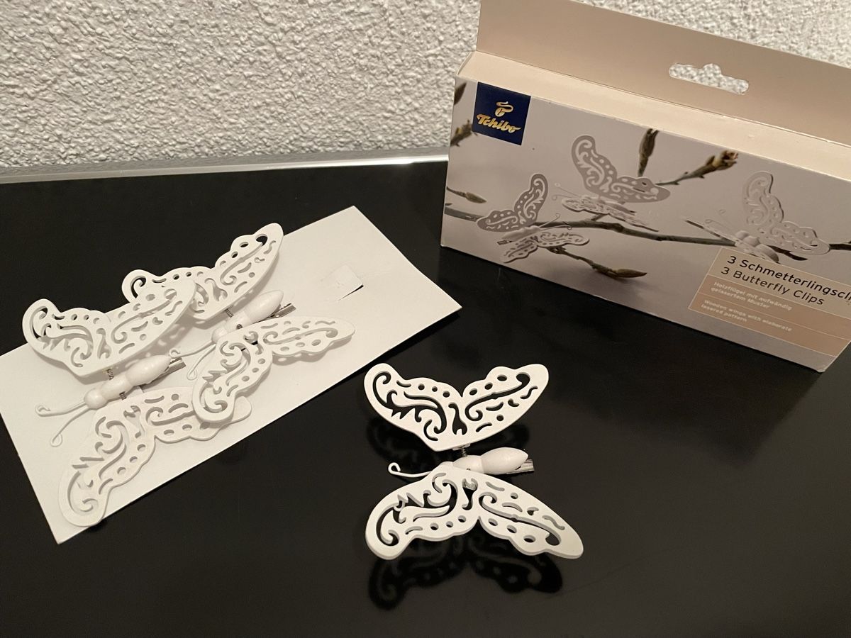 Tutte le decorazioni: 6 Schmetterlingclips, neu – Nuovo e nell'imballaggio originale da Wilderswil venduto da Renaissance1