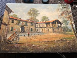 Ölgemälde S.Lorenzi, Italienisches Dorf, signiert