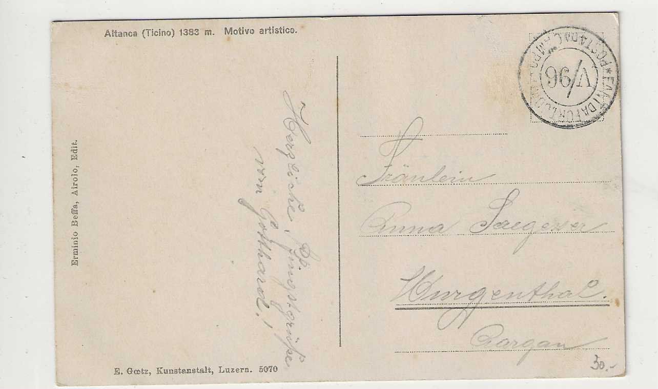 Cartoline postali: Altanca, ca 1915 – Usato da Spiez venduto da Niesen20 1