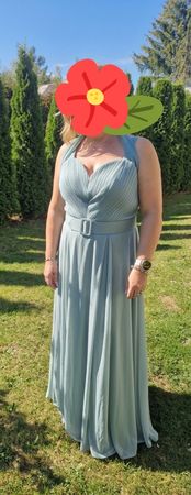 Robe longue Sandro Ferrone bleu gris avec ceinture
