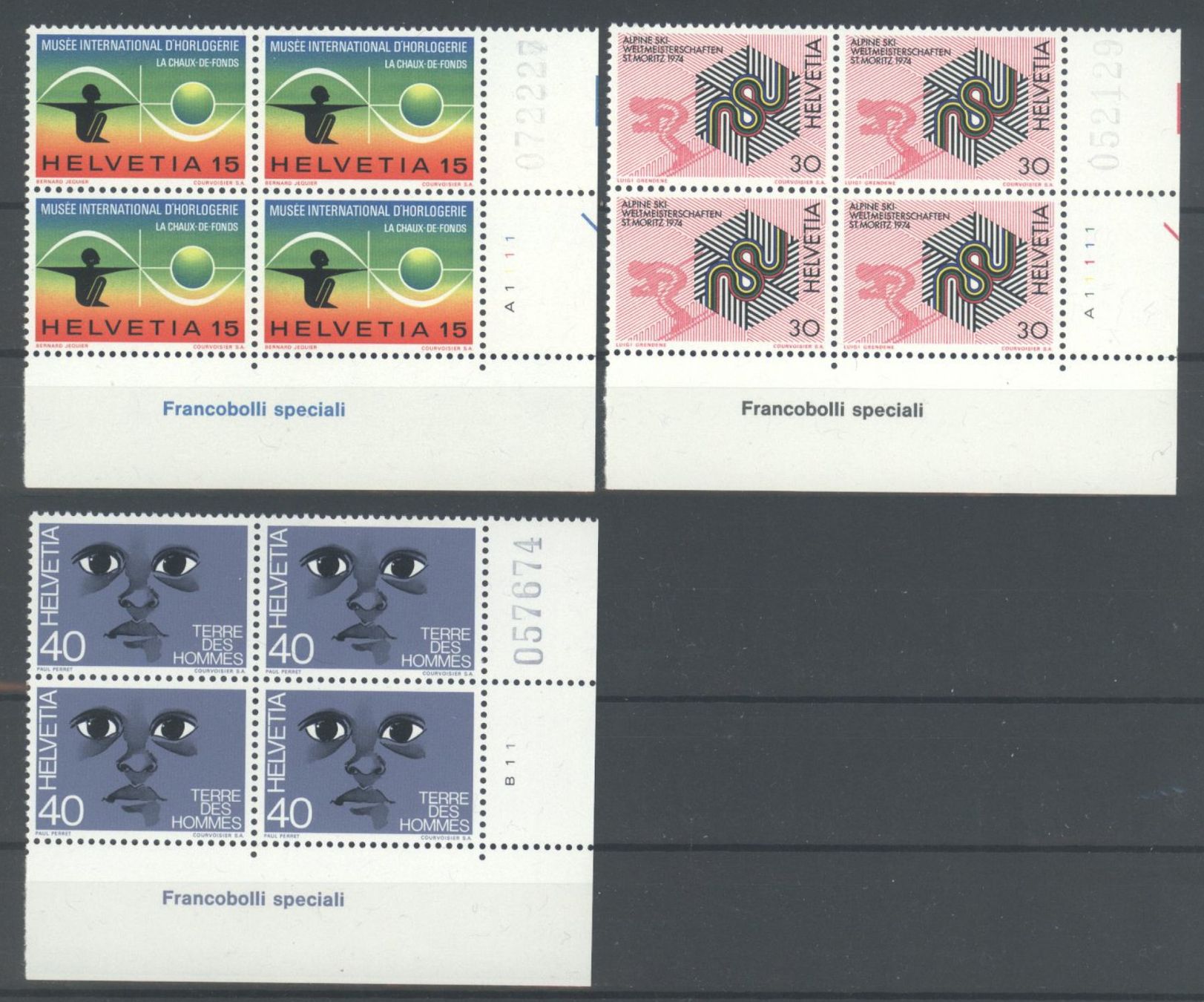 Alle Briefmarken: 1973, Sondermarken II, Viererblöcke ** – Neu (gemäss Beschreibung) aus Willisau von Vollstempel