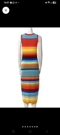 Robe midi multicolore rayée sans manches état neuf
