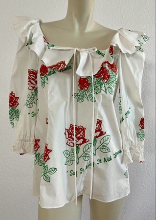 🌹 ROSIE ASSOUEN Damenbluse Sommer Look Rosenmuster Gr. M 🌹