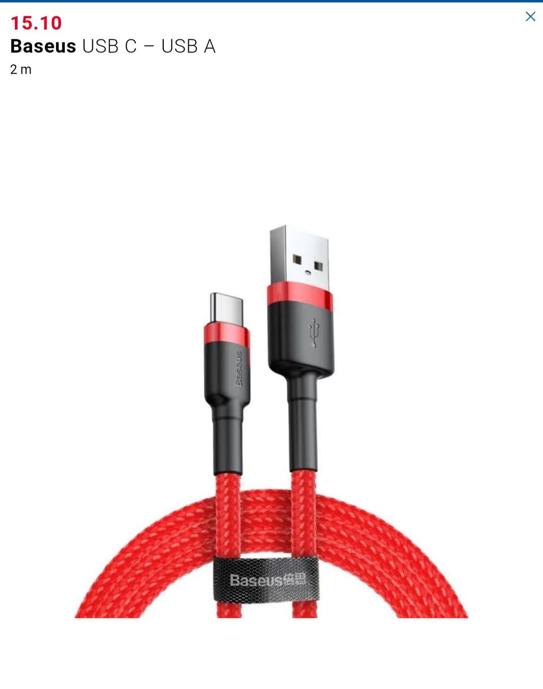 Baseus Cavi: Baseus CATKLF-C09 cafule Cable USB A zu C  2Meter – Nuovo e nell'imballaggio originale da Winterthur venduto da Pcline1