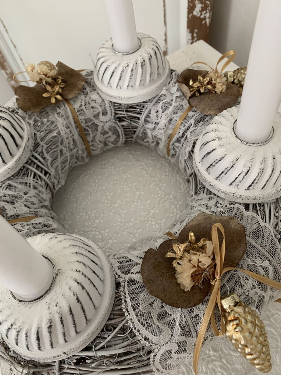 Tutte le decorazioni: Adventskranz Shabby chic – Nuovo e nell'imballaggio originale da Diepoldsau venduto da Luxusdeko 3