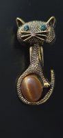 Broche chat doré avec pierre décorative Neuve 3 cm☆☆☆
