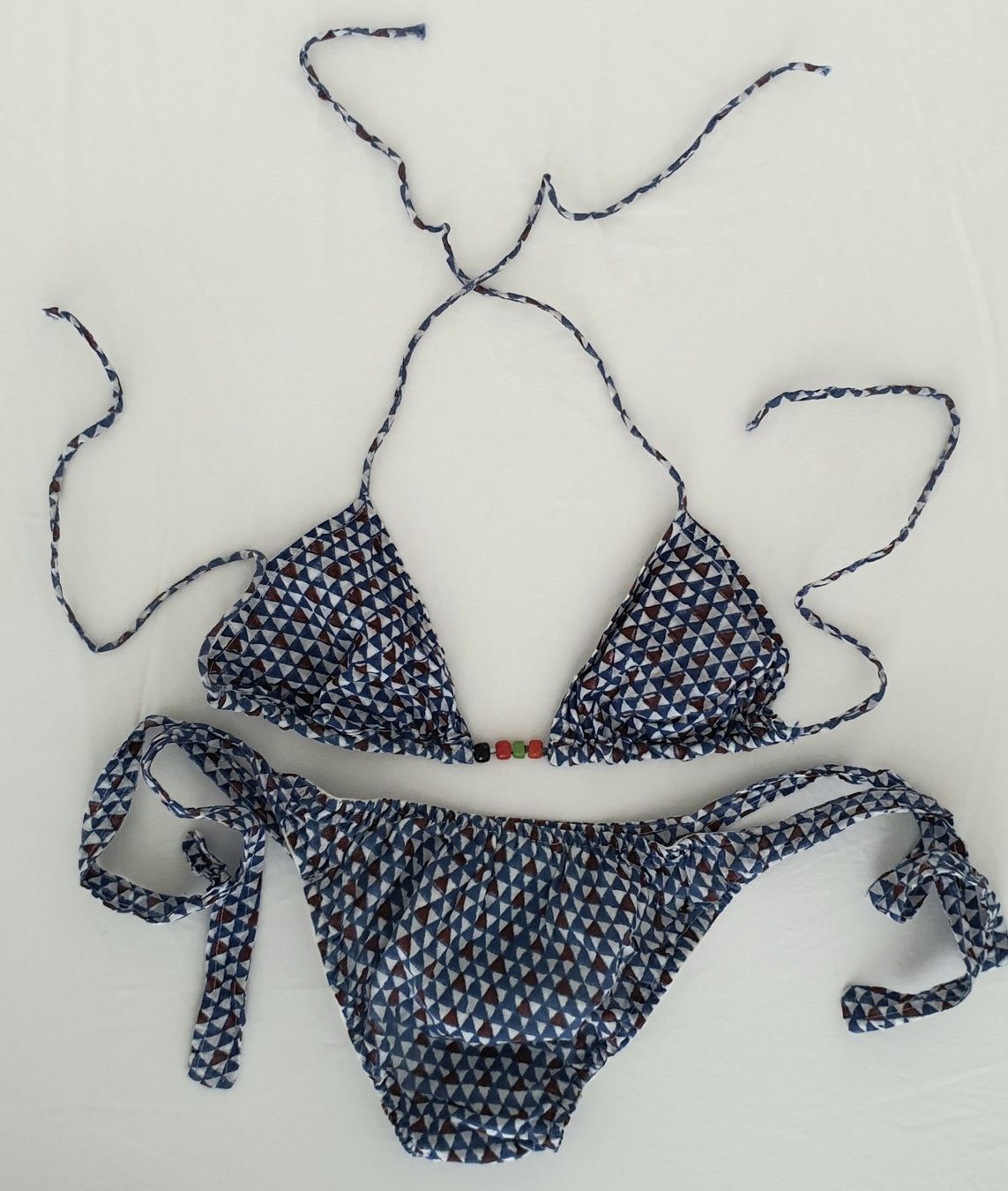 Costumi da bagno & Bikini: Turqoise Triangel-Bikini Handgefertigt Baumwolle – Usato da Weiach venduto da sim_8s27 4