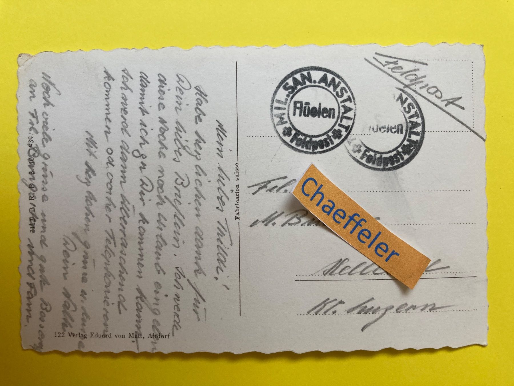 Cartoline postali: Reussthal mit Bristenstock - Feldpost – Usato da Zürich venduto da Chaeffeler 1