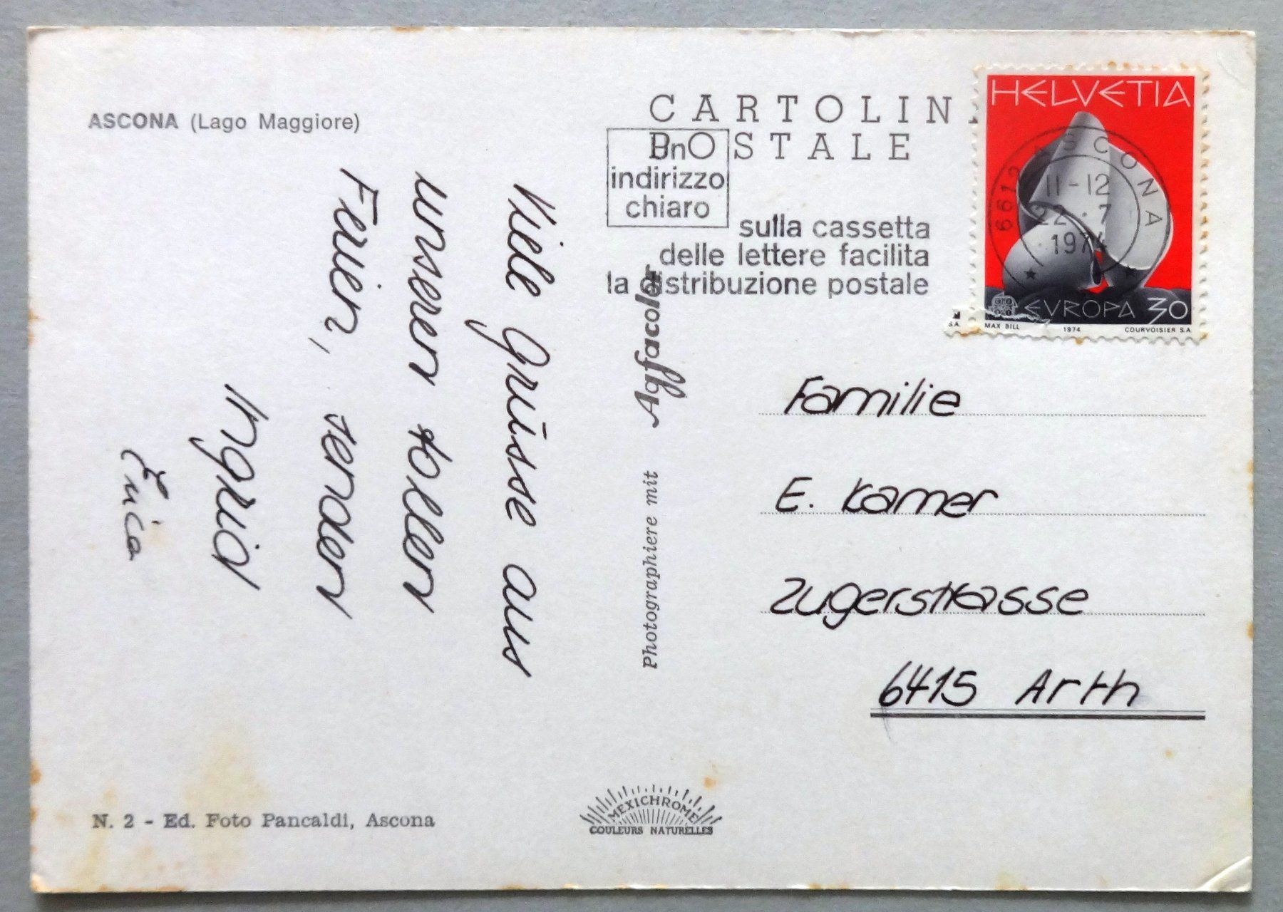 Cartoline postali: Ascona (Lago Maggiore) – Usato da Fétigny venduto da Billy2miny 1